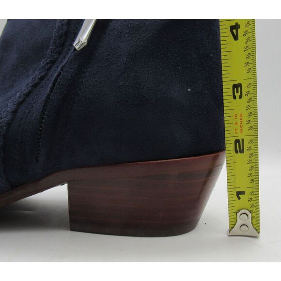 Sam Edelman Paige Navy Blue Suede Fringe Block Heel Ankle Boots Size 7.5 - Picture 7 of 8